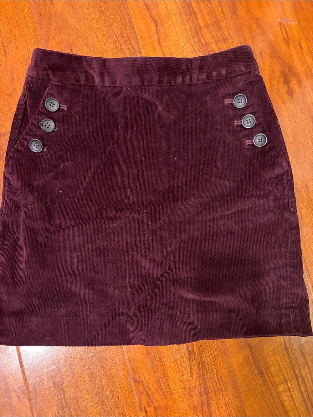 Banana Republic Corduroy Button-Detail Mini Skirt in Deep Burgundy